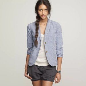 J. Crew Blue and White Blazer Tailored Fit Lightweight